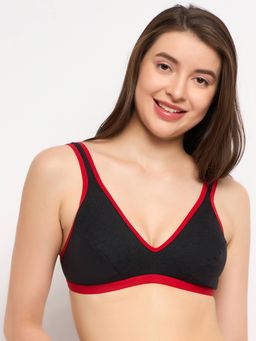 Clovia - Cotton Solid Non-Padded Full Cup Wire Free Everyday Bra - Dark Grey