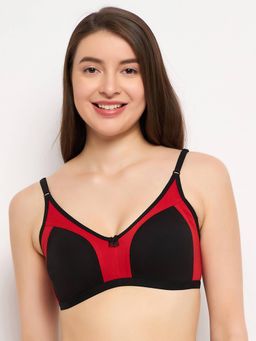 Clovia - Cotton Rich Solid Non-Padded Full Cup Wire Free M-frame Bra - Black