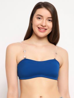 Clovia - Cotton Rich Solid Non-Padded Full Cup Wire Free T-shirt Bra - Dark Blue