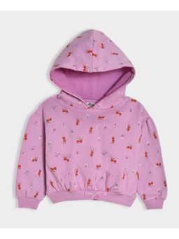 Mi Arcus - Printed Pink Full Sleeves Hoodie for Girls