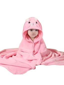 Safe-O-Kid - Baby Cute Cartoon Face Hooded Bath Towel - Pink (0-36 Months)