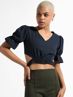 PINACOLADA - Womens Solid Slim Fit Cropped Top