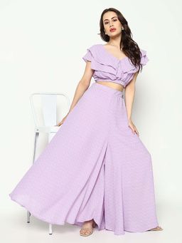 SHOWOFF - Women Lavender Printed Co-Ord (Set of 2)