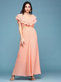 SHOWOFF - Women Orange Printed Co-Ord (Set of 2)