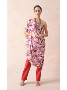 THETAA - Multi-Colour Multi-Coloured Abstract Print One Shoulder Kurta with Pant (Set of 2)