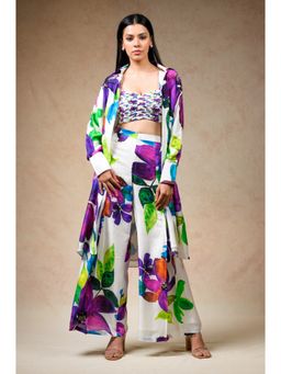 THETAA - White Jacket with Bustier and Pant (Set of 3)