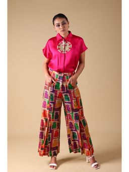THETAA - Pink Hand Embroidered Shirt with Pant (Set of 2)