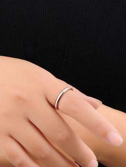 Yellow Chimes - White Enamel Band Style Rose Gold Plating Based 316L Stainless Steel Ring
