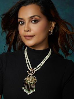 Joules By Radhika - Gold Finish White Pearl Necklace Set