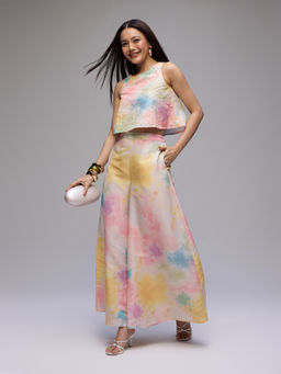 Gajra Gang - Multi Color Schiffli Crop Top & Palazzo Seamance (Set of 2)