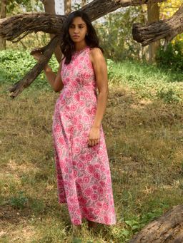 Notch Above - Pink Isabella Halter Maxi Dress