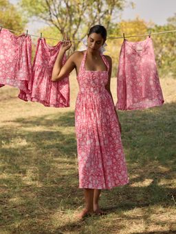 Notch Above - Pink Petra Halter Dress