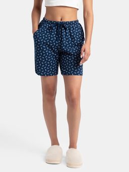 Jockey - RX87 Women Super Combed Cotton Relaxed Fit Printed Sleep Shorts - Pageant Blue