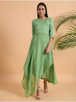 The Neem Tree - Green Overlap Drape Maxi Dress