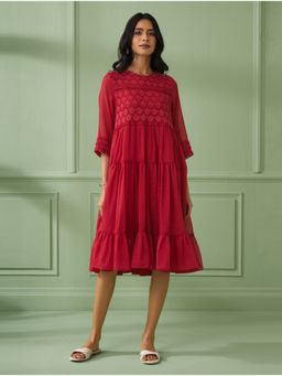 The Neem Tree - Red Tiered Lace Dress