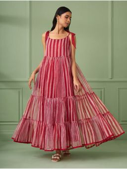 The Neem Tree - Multi Color Stripe Breezy Tiered Maxi Dress