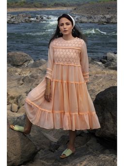 The Neem Tree - Peach Tiered Lace Dress