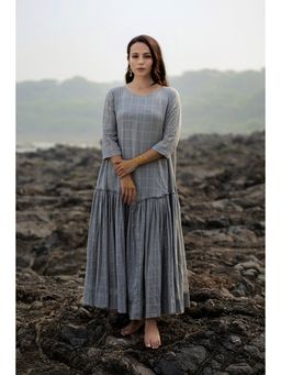 The Neem Tree - Grey Gathered Maxi Dress
