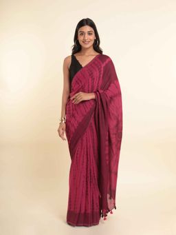 Suta - Pink Tie And Dye Cotton Blend Saree