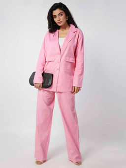 How When Wear - Neon Pink Straight Leg Trousers