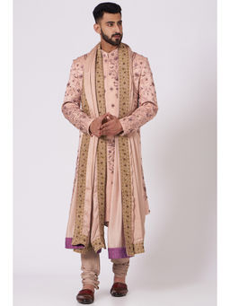 Jatin Malik - The Budding Old Rose Sherwani (Set of 4)