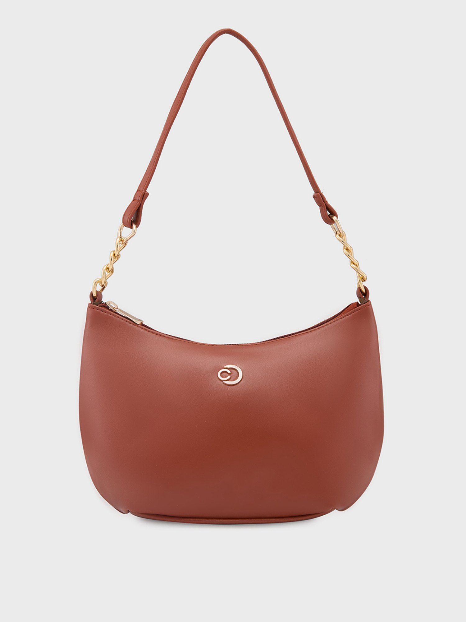 Buy Caprese Women Tan Perline Baguette Handbag (M) Online