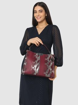 Caprese - Women Red Lucia Animal Print Hobo Handbag with Detachable Strap (M)