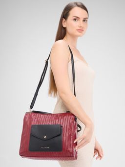 Caprese - Women Burgundy Shyla Hobo Handbag with Detachable Strap (L)