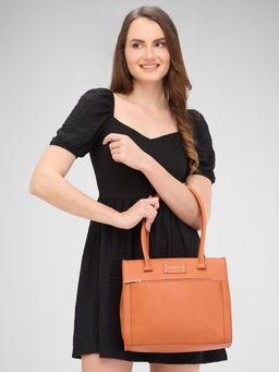 Caprese - Women Orange Dakota Satchel Bag with Detachable Strap (M)