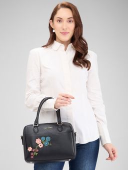 Caprese - Women Black Erica Satchel Bag with Detachable Strap (M)