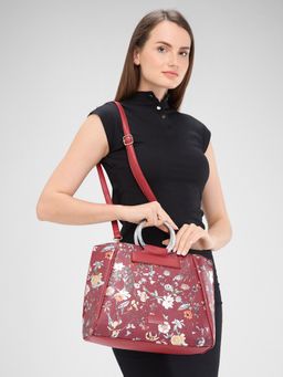 Caprese - Women Red Fiorella Satchel Bag with Detachable Strap (L)
