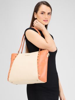 Caprese - Women Beige Shelby Tote Bag with Detachable Strap (L)