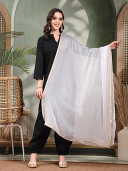Clora Creation - White Gotta Patti Chiffon Dupatta
