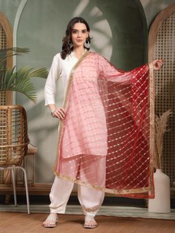 Clora Creation - Maroon Embellished Net Dupatta