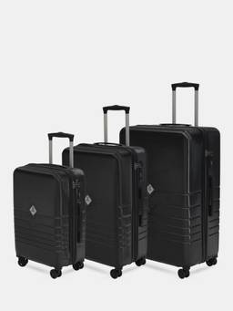 Swiss Military - Unisex Arctic Hard 8 Wheel Spinner Trolley Bags - Black (Pack of 3)