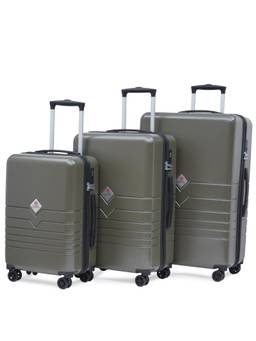 Swiss Military - Unisex Arctic Hard 8 Wheel Spinner Trolley Bags - Olive (Pack of 3)