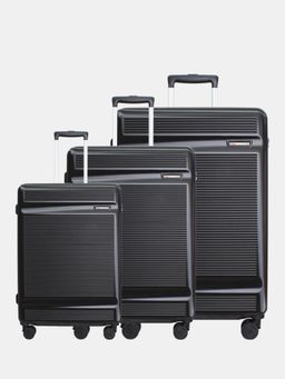 Swiss Military - Unisex Pascal Hard 8 Wheel Spinner Trolley Bags - Black (Pack of 3)