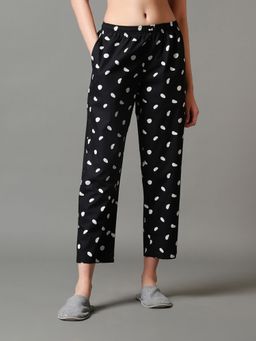 Bewakoof - Women's Black All Over Polka Printed Pyjamas