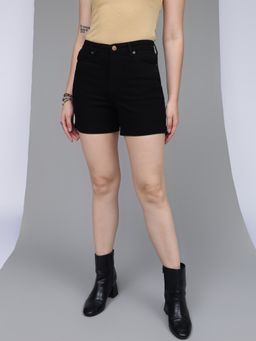 Xpose - Women Black super High-Rise Denim Shorts