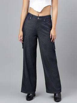 Xpose - Women High-Rise Easy Wash Denim Cargos Trousers