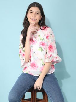 CRIMSOUNE CLUB - Women's Pink Floral Print Top