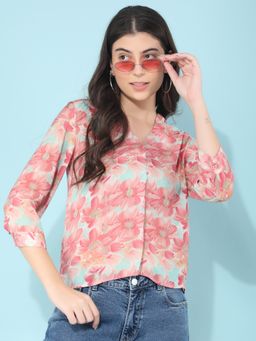 CRIMSOUNE CLUB - Women's Pink Floral Print Top