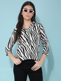 CRIMSOUNE CLUB - Women's Black Abstract Print Top