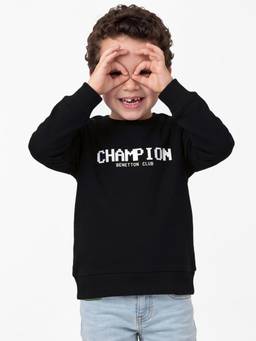 United Colors of Benetton - Boys Blue Typography Polycotton Sweatshirt