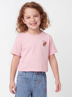 United Colors of Benetton - Girls Pink Solid/Plain Pure Cotton T-Shirt