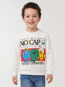 United Colors of Benetton - Boys Off White Printed Polyester Blend T-Shirt