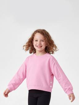 United Colors of Benetton - Girls Pink Solid/Plain Viscose Blend Sweatshirt