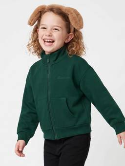 United Colors of Benetton - Girls Green Solid/Plain Viscose Blend Jacket