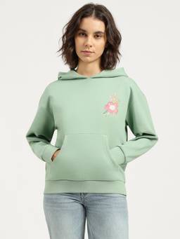 United Colors of Benetton - Women Green Floral Polycotton Hoodie