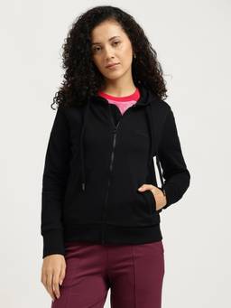 United Colors of Benetton - Women Black Solid/Plain Cotton Blend Jacket